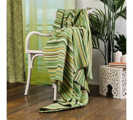 Плед Moroshka Narassvete 180x200 см, зеленый/белый/желтый/коричневый 940-202-02