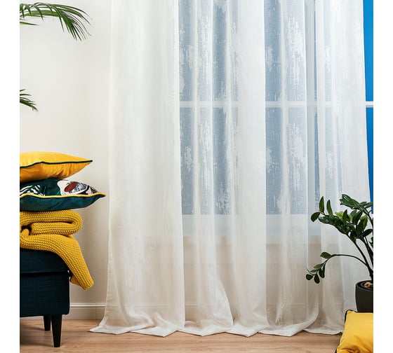 Тюль Moroshka Shangri La 280x270 см, крепление шторная лента, белый B11-38