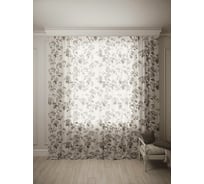 Штора Костромской текстиль Вуаль Гортензии коричневые, 300х260 см, белый 00-00803955