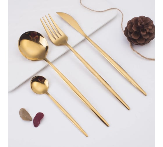 Набор столовых приборов ZDK Smart Home, 4 прибора, золотой spoon20gold