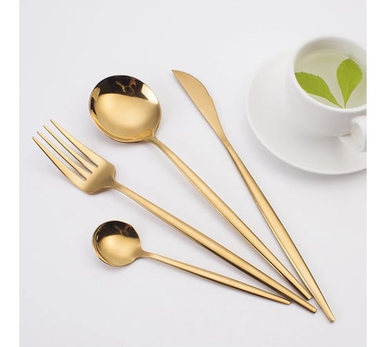 Набор столовых приборов ZDK Smart Home, 4 прибора, золотой spoon20gold