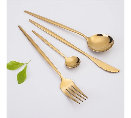 Набор столовых приборов ZDK Smart Home, 4 прибора, золотой spoon20gold