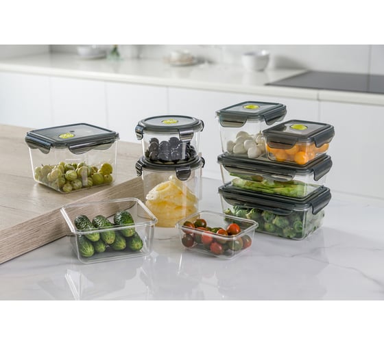 Герметичный контейнер для продуктов с клапаном Phibo Brilliant прямоугольный, 0.45 л, черный 431179213