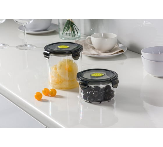 Герметичный контейнер для продуктов с клапаном Phibo Brilliant круглый, 1.15 л, черный 431179713