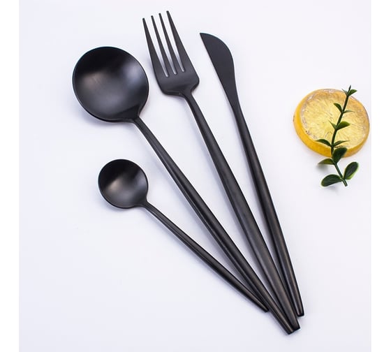 Набор столовых приборов ZDK Smart Home, 4 прибора, черный spoon20black