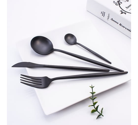 Набор столовых приборов ZDK Smart Home, 4 прибора, черный spoon20black
