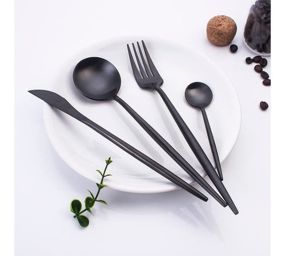 Набор столовых приборов ZDK Smart Home, 4 прибора, черный spoon20black