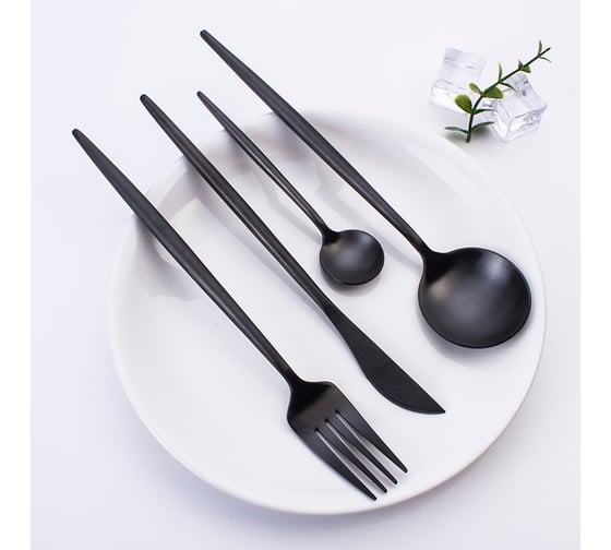 Набор столовых приборов ZDK Smart Home, 4 прибора, черный spoon20black
