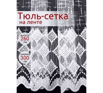 Штора Костромской текстиль Сетка с вышивкой Крестик, 300х260 см, белый 00-00803859