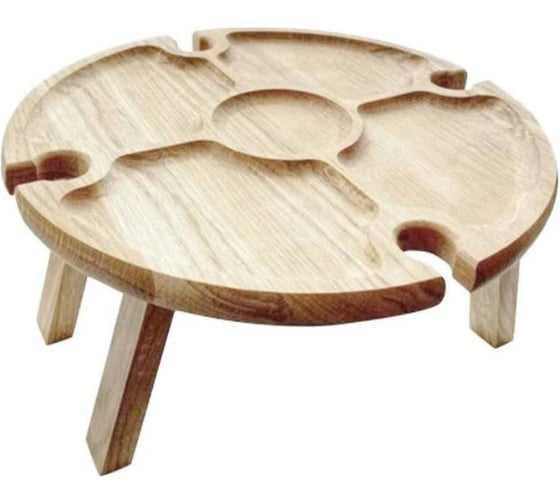 Винный поднос ZDK на ножках, круглый wood5