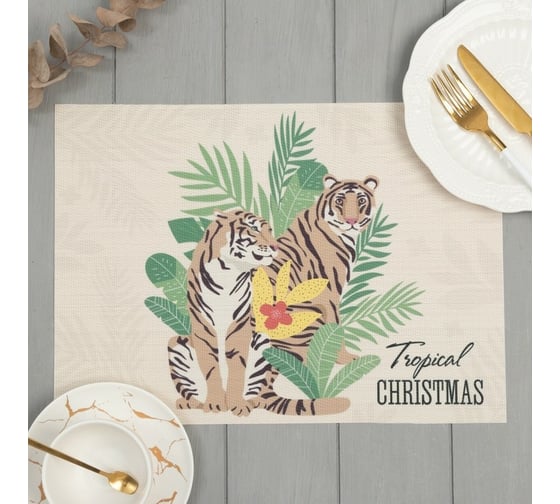 Салфетка на стол Доляна Tropical Christmas, ПВХ, 40х29 см 6851512