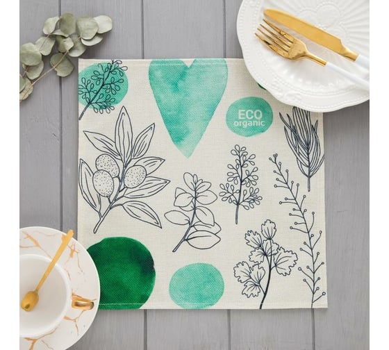 Салфетка на стол Доляна Eco organic, 30х30см, 100% полиэстер 5219688