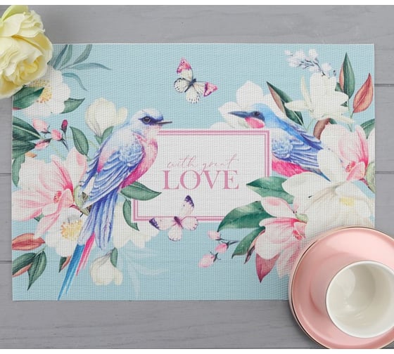 Салфетка на стол Доляна Love, ПВХ, 40х29 см 4780298 1