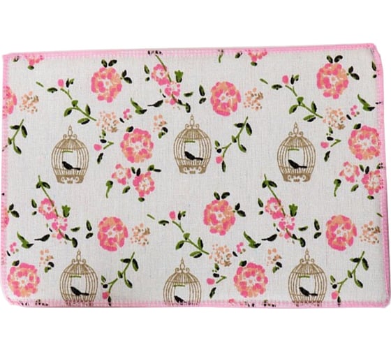 Салфетка для удаления грязи, пыли и сушки посуды Доляна Птичка в клетке, 30х20 см, лен, микс 3818419 1