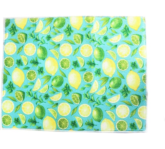 Салфетка для удаления грязи, пыли и сушки посуды Доляна Лимоны, 38х51 см 2749631 1