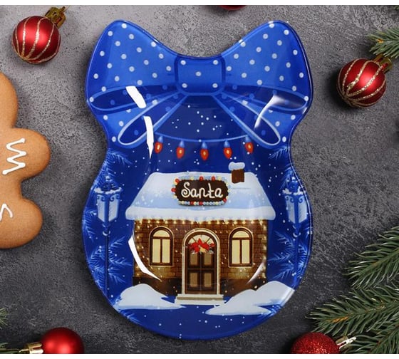 Сервировочное блюдо Доляна Бант. Домик Санты, 18,5x13x2 см 4811644 1
