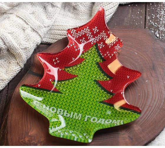 Сервировочное блюдо Доляна Елочка. С Новым Годом, 16,9x20,3x1,7 см 4191126 1