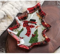 Сервировочное блюдо Доляна Елочка. Снеговичок, 16,9x20,3x1,7 см 4191129