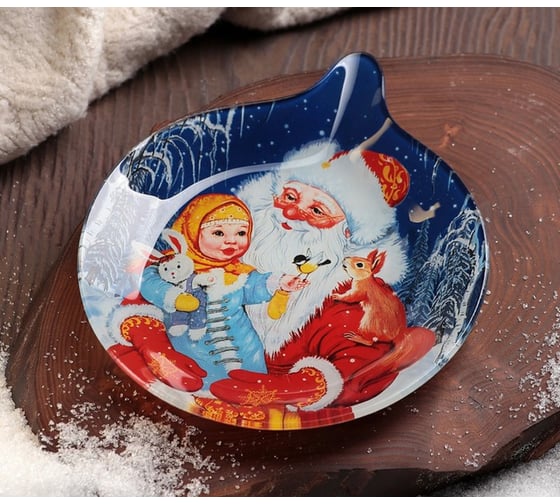 Сервировочное блюдо Доляна Елочная игрушка. Дедушка Мороз, 18,5x15,5x2 см 4191121 1
