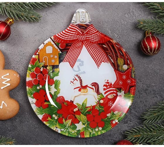 Сервировочное блюдо Доляна Елочная игрушка. Лошадка, 18х15,5х1,7 см 4811652 1