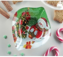 Сервировочное блюдо Доляна Лист. Снеговичок, 14х12х2 см 3270234