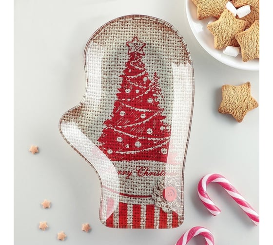 Сервировочное блюдо Доляна Рукавица. Merry Christmas, 22,5х14х2 см 3270244