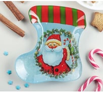 Сервировочное блюдо Доляна Сапожок. Дед Мороз, 16х14х1,5 см 3270245