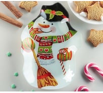 Сервировочное блюдо Доляна Снеговик с трубкой, 20х14,5х1,7 см 3270251