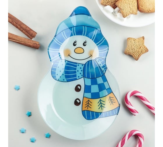 Сервировочное блюдо Доляна Снеговику тепло, 23х14,5х2 см 3270253 1