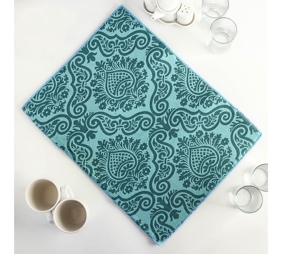 Салфетка для удаления грязи, пыли и сушки посуды Доляна 38х51 см, Вензель, 2749634 1