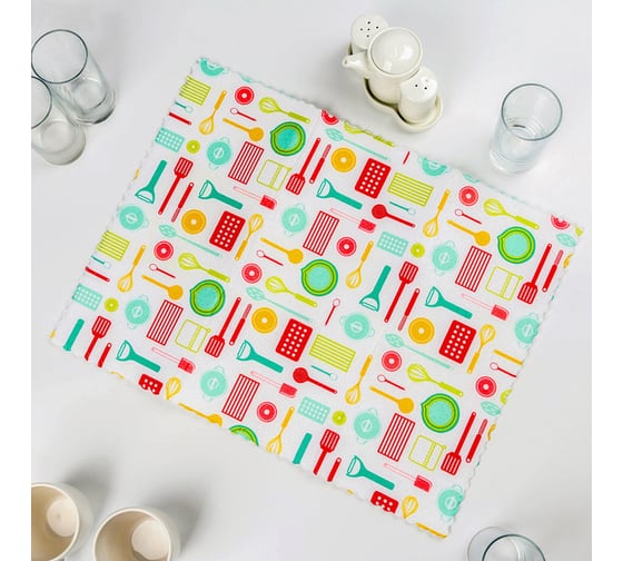 Салфетка для удаления грязи, пыли и сушки посуды Доляна 38х51 см, Кухня, 3596941 1