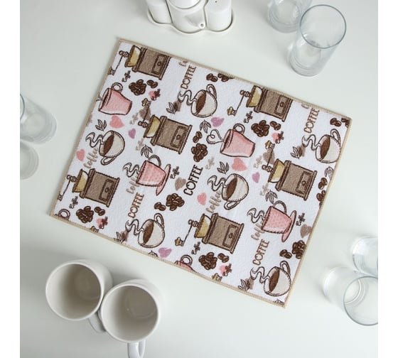 Салфетка для удаления грязи, пыли и сушки посуды Доляна 30х40 см, микрофибра, Кофе 4717995 1