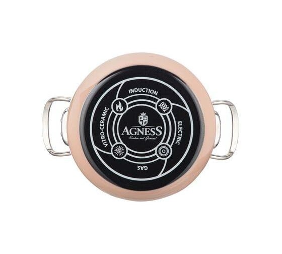 Эмалированная кастрюля AGNESS DELUXE с крышкой с эффектом металлик 901-096