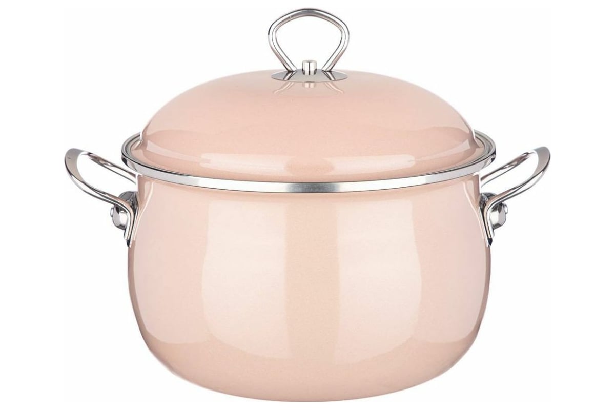Эмалированная кастрюля AGNESS DELUXE с крышкой с эффектом металлик 901 ...