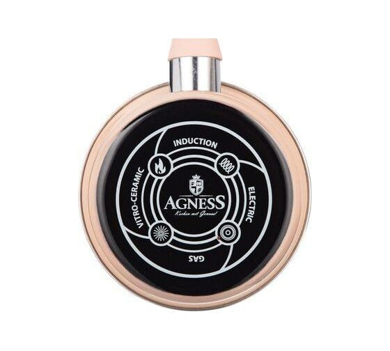 Эмалированный ковш AGNESS DELUXE со стеклянной крышкой с эффектом металлик 901-100