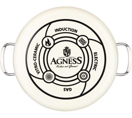 Эмалированная кастрюля AGNESS DELUXE со стеклянной крышкой с эффектом металлик 4.1 л 901-067