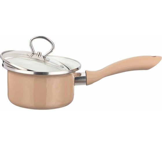Эмалированный ковш AGNESS DELUXE со стеклянной крышкой с эффектом металлик 1,1 л 901-085