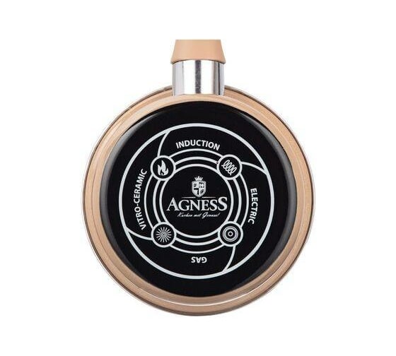 Эмалированный ковш AGNESS DELUXE со стеклянной крышкой с эффектом металлик 1,1 л 901-085