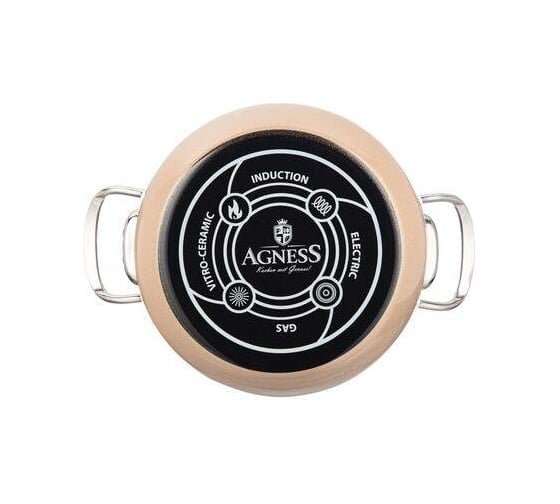 Эмалированная кастрюля AGNESS DELUXE с крышкой с эффектом металлик 2.0 л 901-080