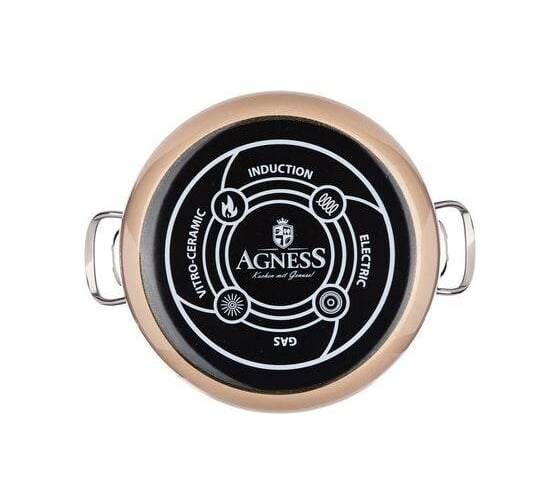 Эмалированная кастрюля AGNESS DELUXE с крышкой с эффектом металлик 3.9 л 901-082