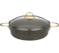 Сотейник AGNESS со стеклянной крышкой и антипригарным мраморным покрытием 952-022