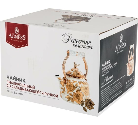 Эмалированный чайник AGNESS со складывающейся ручкой 950-161
