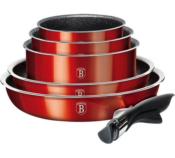 Набор посуды BerlingerHaus Metallic Line Burgundy Edition 12 предметов 1674-BH