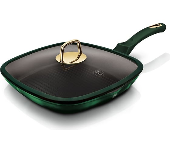 Гриль-сковорода BerlingerHaus Emerald Collection Metallic Line со стеклянной крышкой, 28 см 6051-BH