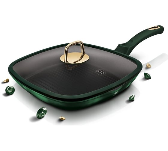 Гриль-сковорода BerlingerHaus Emerald Collection Metallic Line со стеклянной крышкой, 28 см 6051-BH