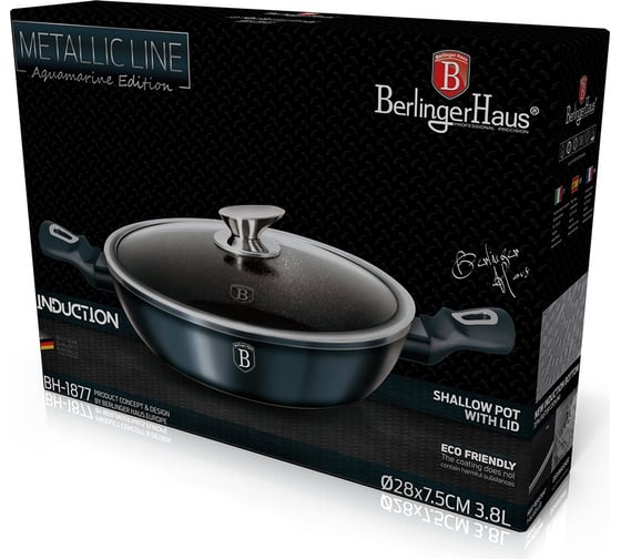Сотейник BerlingerHaus Aquamarine Metallic Line с крышкой, 28 см 1877-BH