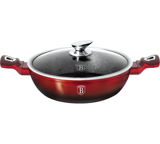 Сотейник BerlingerHaus Black-burgundy Metallic Line с крышкой, 28 см 1626N-BH