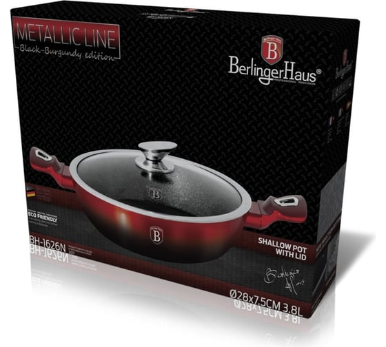 Сотейник BerlingerHaus Black-burgundy Metallic Line с крышкой, 28 см 1626N-BH