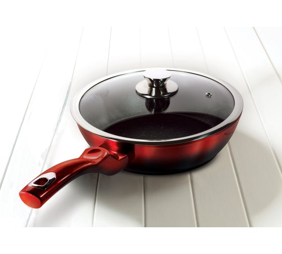 Сковорода BerlingerHaus Black-burgundy Metallic Line с крышкой, 24 см 1629N-BH
