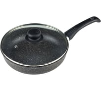 Сковорода FERCASTI Megapolis Союз глубокая, 28 см, литой алюминий, со стеклянной крышкой F/СЗ28-СВ-КР